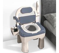 Bedside Commode Toilet Chair - Height Adjustable, Up to 660 Lbs, 18.5 Inch Wide Seat for Seniors and Disabled - Home Use (Blue)