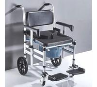 Bedside Commode Wheelchair with Adjustable Padded Seat, Detachable Bucket, and Brakes for Portable Toilet and Shower Use