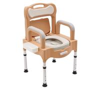 Bedside Commodes Chair, Portable Toilet Chair, Toilet Chair with 6 Adjustable Heights, Commode Chair for Elderly Disabled Pregnant Women, Removable Armrests, Night Light, Anti-Slip Legs, Silent Lid
