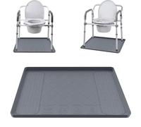 Bedside Commodes Mat, 27''×27'' Bedside Toilet Floor Mat with Raised Edge, Silicone Non-Slip Protective Mat for Under Commode Chair, Toilet Pad Waterproof Floor Protector for Floor Leak Protector