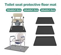 Bedside Commodes Mat, Bedside Portable Toilet Silicone Mat with Raised Edge, Splat Mats for Under High Chair, Waterproof Anti-Slip Floor Protector (60 * 60CM gray)