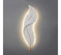 Bedside Decorative Wall Lamp Nordic Style Resin Wall Sconce, Modern Feather Shape Wall Light 26W LED Wall Wash Lights for Living Room Bedroom and Hallway, Background Wall