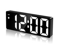 Bedside Digital Alarm Clock, Large LED Electronic Alarm Clocks with Snooze, Date, Temperature Display, Brightness Adjustable, 12/24H, Non Ticking Digital Clock, USB/Battery Powered Bedroom Desk Clocks
