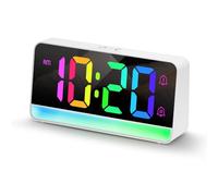 Bedside Digital Alarm Clock with LED Ambient Light, Dual Alarms and Snooze, Battery or Plug-In, Auto Dimming Display with Large Digits for Kids and Adults