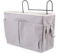 Bedside Hanging Storage Bag, Hanging Basket Bedside Caddy Bedside Storage Pocket, Dormitory Bed Organiser Caddy Desktop Storage Rack for Headboards Bunk Beds Hospital Bed Dorm Rooms (Grey 1PCS)