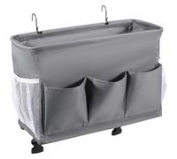 Bedside Hanging Storage Bag Strong Load Bearing Capacity Bedside Storage Caddy Multi Bed Storages Pocket with Back Grey Hanging Storages Baskets for Home Dorm Hospital