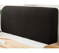 Bedside Headboard-Cover,Bed Head Cover High Stretch Velvet Dustproof Bed Headboards Slipcover Modern Elastic Bedspread For Single Double King Bed Head Back Protector ( Color : Schwarz , Size : 140cm/5