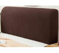 Bedside Headboard Cover - Velvet Dustproof Bed Headboards Slipcover, Elastic Bedspread for Single, Double, King Size Beds (Brown, 120cm/47in)
