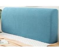 Bedside Headboard-Cover, Velvet Dustproof Bed Headboards Slipcover Modern Elastic Bedspread For Single Double King Bed Head Back Protector (Color: Light Blue, Size: 140cm)