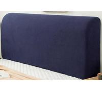 Bedside Headboard Cover - Velvet Dustproof Slipcover, Elastic Bedspread for Single, Double, King Beds (Navy Blue, 110cm)
