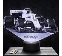 Bedside lamp, Formula 1 Night Light N. Mazepin F1 Team 3D LED Illusion lamp, Christmas Birthday Gift idea for Boys and Girls Night Light for Child or Adult Bedroom