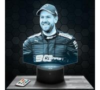 Bedside lamp, Formula 1 S. Vettel Night Light - F1 Driver 3D LED Illusion Lamp, Christmas Birthday Gift idea for Boys and Girls Night Light for Child or Adult Bedroom