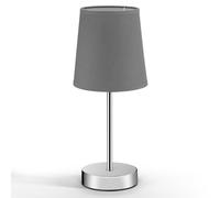 Monzana® Chrome Bedside Lamp with Fabric Shade | E14 Bulb Fitting | Up to 15W | 13cm Diameter Shade | 32cm High | Office Desk Living Room Table Lamp | Metal | Grey