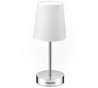 MONZANA® Chrome Bedside Lamp with Fabric Shade | E14 Bulb Fitting | Up to 15W | 13cm Diameter Shade | 32cm High | Office Desk Living Room Table Lamp | Metal | White