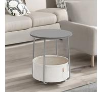Bedside Lamp Table with Storage Basket Rafaelo Mobilia Grey One Size