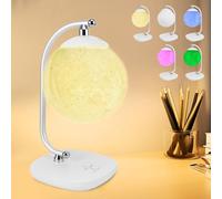 Bedside Lamp Touch Control Table Lamp, Moon Light Support Mobile Phone USB A Charging Port and Wireless Charging, Bedroom Bedside Lamp 5 Colours Dimmable (White)