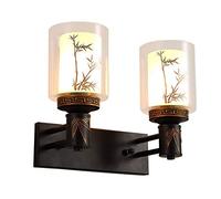 Bedside Lamp Wall Lamp Bedroom Aisle Creative Wall Light Led Entrance Zen Retro Wall Lamp E27(not Included Light Source) Modern Chandeliers (Size : 2-Head)