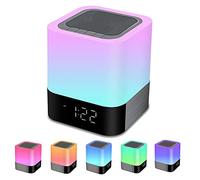 Bedside Lamp with Alarm Clock Bluetooth Speaker, Night Light Bedroom Decor Color Changing Table Lamp, Teenage Girl Gifts,Birthday Gifts for Women, Teenage Girls, Boys, Kids, Girls Birthday Presents
