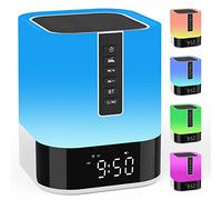 Bedside Lamp with Alarm Clock Bluetooth Speaker Night Light, Kids Touch Lamp with Sound Machine, Dimmable LED Colour Changing Light for Bedroom, Gifts for Teenage Girls Boys 10 11 12-18 Year Old