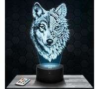 Bedside lamp Wolf Double Face decoration Realistic Animal Mandala. Gift idea for men and women, Wolf Face object for adult night light, bedroom. Original Christmas, gift idea for men and women. TOP