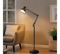 Bedside Lamps, E27 Metal Floor Lamp, Long Arm Folding Bedroom Living Room Study Vertical Eye Protection Table Lamp Telescopic Floor Lamp Standing Reading Lamp, 180*28*28cm, (Color : Black), (No bulb)