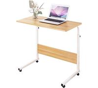 Bedside Laptop Bracket Table, Height Adjustable Stand Up Desk, Wooden Panel, with A Roller, Portable Tray Side, 3 Colors, Sizes, 65-90cm(Beige,60 * 40cm)