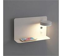 Bedside LED Wall Light with USB Port and Switch, 7W Modern Rotation Reading Lights White Aluminum Wall Lamp with Shelf for Bedroom Living Room Study Room Office and Hotel 3000K Warm White,A