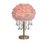 Bedside Pink Feather Crystal Decor Beside Lamp Bedroom Wbirthday Reading Desk Light Table Lamps for Living Room Color Dimmer Switch/Button Switch/a