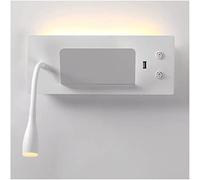 Bedside Reading Wall Lamp, Wall Sconce with Switch and USB Charging Port, Angle Adjustable Spotlight, Indoor Wall Mount Light for Bedroom Living Room Hotel, with Storage Shelf, War