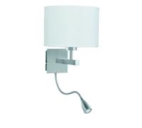 Bedside Reading Wall Light With White Shade And Led Flexi Arm