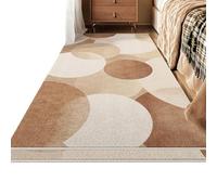 Bedside Rug, Soft Washable Carpet for Bedroom Living Room, Runner Rug, Bathroom Floor Mat, Faux Wool, Brown(Pattern C,80cmx160cm)