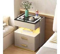 Bedside Safe Cabinet, Modern Multifunctional Nightstand with Drawer, Touch Sensor Light, USB Interface, Bluetooth Speaker, Fingerprint Lock for Bedroom or Office