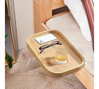 Bedside Shelf for Bed,Bed Hanging Organizer Caddy Shelf Clip On Table Nightstand Tray Wooden Storage Holder (Wood Color)