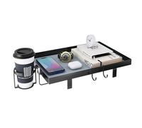 Bedside Shelf for Bed, Bed Shelf Inserted Into Mattress, Bed Side Table Tray Organiser, Bed Frame Clamp Shelf with Hook, Cord Clip and Cup Holder for Loft Bed Accessories, Black