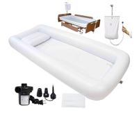 Bedside Shower Inflatable Bathtub Kit, Adult PVC Bathtub, with Electric Air Pump + 10L Water Bag, Wash Fullbody in Bed, for Disabled, Elderly, Bedridden Patients,White