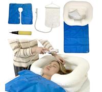 Bedside Shower System, Overhead Shower with Water Bag 2.1 Gallons, Inflatable Shampoo Basin Kit for Disabled and Elderly Bed Easy & Safe Bathing & Shampooing (Set of 6)