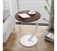 Bedside Small Tea Table Round Small Table Small Apartment Portable Home Tea Table Multifunctional Woodgrain Oval Snack Table Side Table Bedside Table Sofa Table Walnut + Black Shelf