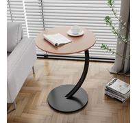 Bedside Small Tea Table Round Small Table Small Apartment Portable Home Tea Table Multifunctional Woodgrain Oval Snack Table Side Table Bedside Table Sofa Table Walnut + Black Shelf