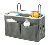 Bedside Storage Organizer - Space-saving adjustable bed bag for bottles, diapers, phones and portable nursery and bedroom organizer for home, the, dark grey, Consulte la descripción, See