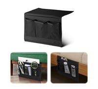 Bedside Storage Organizer with 4 Pockets,Bedside Caddy,Remote Control Holder Armchair Couch Caddy Sofa Armrest Bag, bed accessories,Magazine Holders (black)