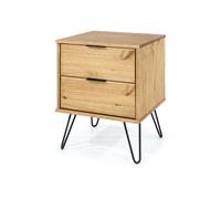 Bedside Table 2 Drawer Industrial Bedroom Cabinet with Metal Hairpin Legs