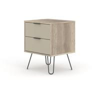 Bedside Table 2 Drawer Industrial Bedroom Cabinet with Metal Hairpin Legs