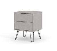 Bedside Table 2 Drawer Industrial Bedroom Cabinet with Metal Hairpin Legs
