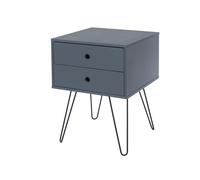 Core Products Telford 2 Drawer Blue Bedside Cabinet - Hair Pin Metal Legs, H54.0Cm X W40.0Cm X D40.0Cm