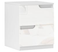 Bedside Table 2 Drawer Modern Nightstand High Gloss Storage Cabinet White