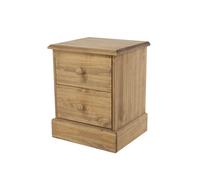 Bedside Table 2 Drawer Solid Pine Antique Waxed Rustic Bedroom Furniture