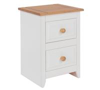 Bedside Table 2 Drawer White Solid Pine Top Modern Farmhouse Bedroom