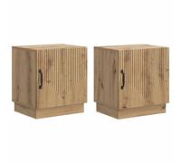 Bedside Table 2-Pack Artisan Oak Engineered Wood 43x34.5x47cm Black Handles Set