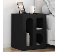 Bedside Table 2-Pack Black Engineered Wood Compact Modern Nightstand 40x35x50 cm