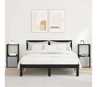 Bedside Table 2 pcs Black Oak Engineered Wood 35x32x68.5cm Drawer and Shelf Set